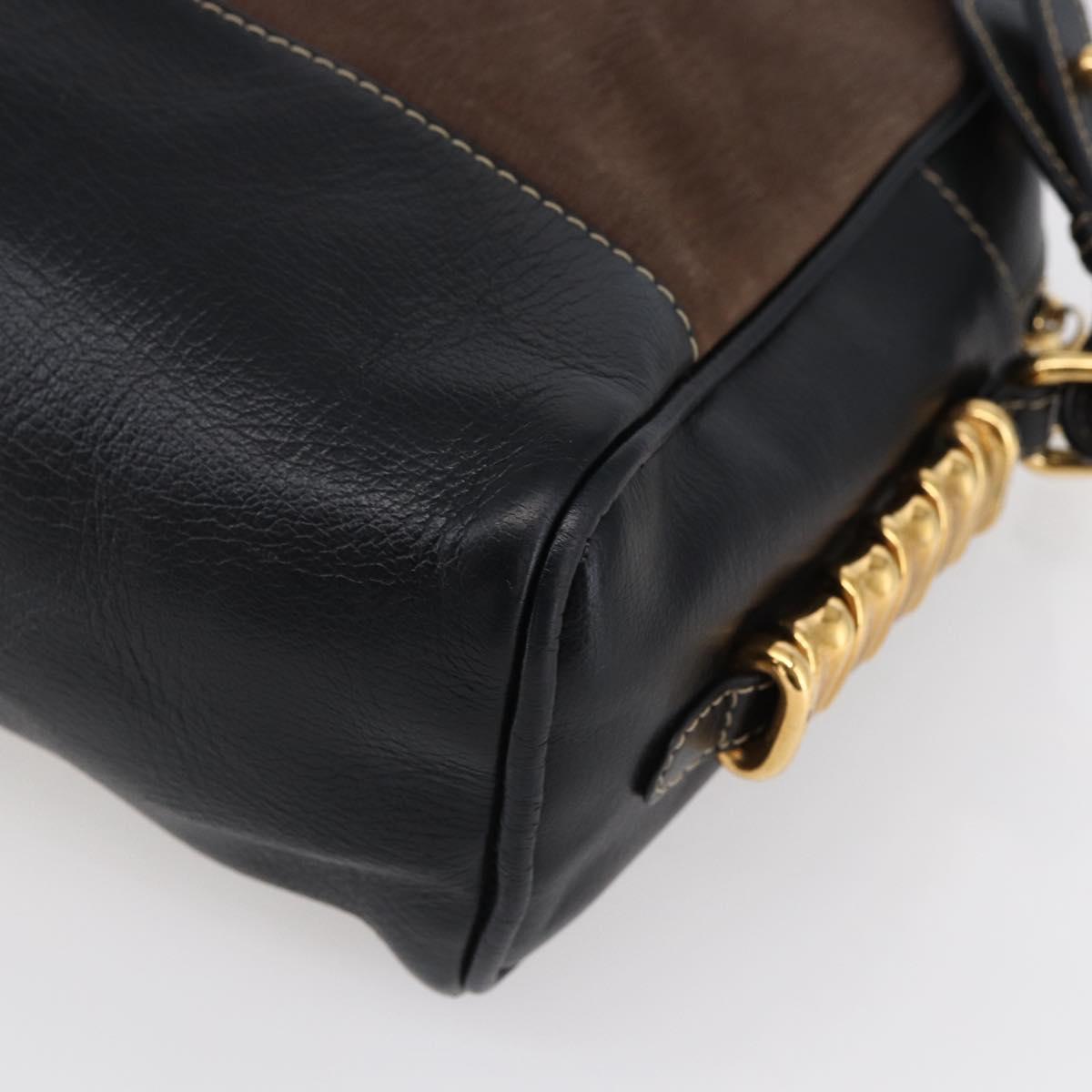 LOEWE Velazquez Shoulder Bag Leather Brown Gold Auth 146928