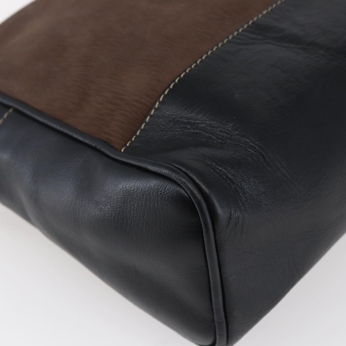 LOEWE Velazquez Shoulder Bag Leather Brown Gold Auth 146928