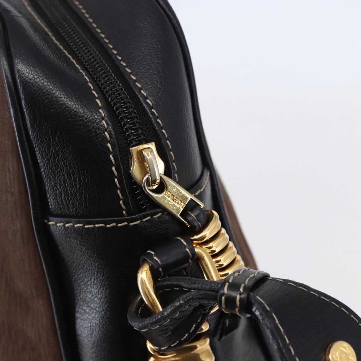 LOEWE Velazquez Shoulder Bag Leather Brown Gold Auth 146928