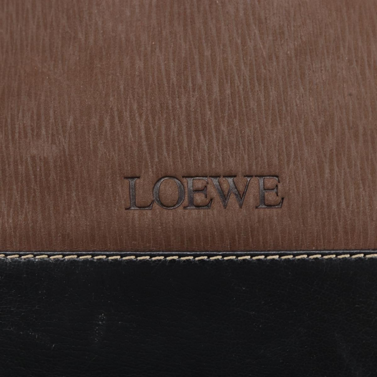 LOEWE Velazquez Shoulder Bag Leather Brown Gold Auth 146928