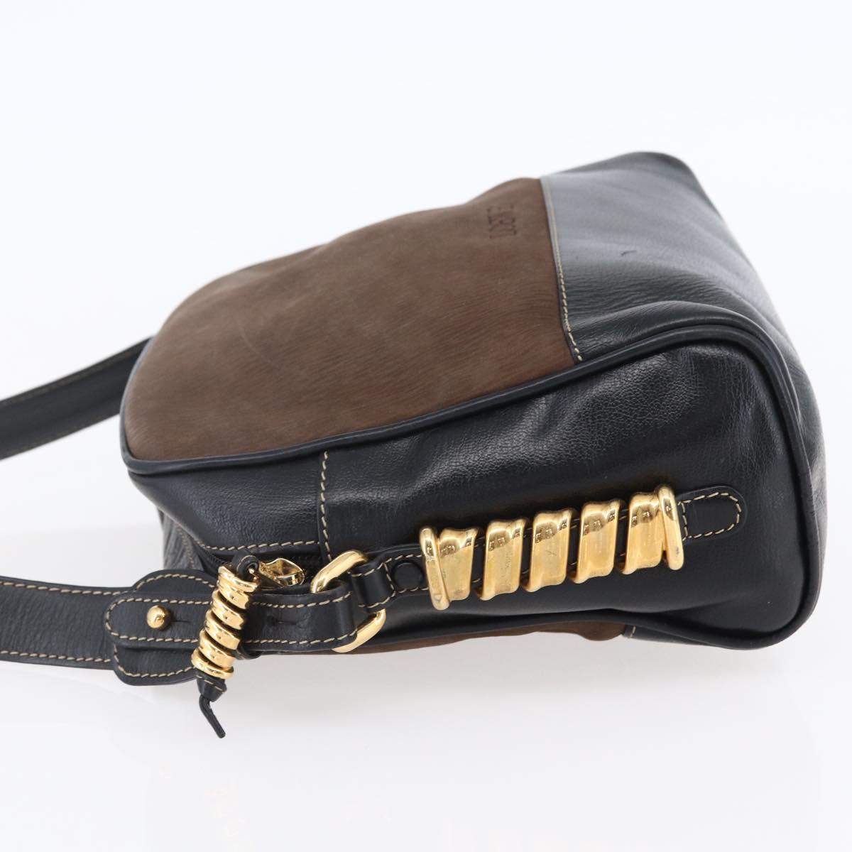 LOEWE Velazquez Shoulder Bag Leather Brown Gold Auth 146928