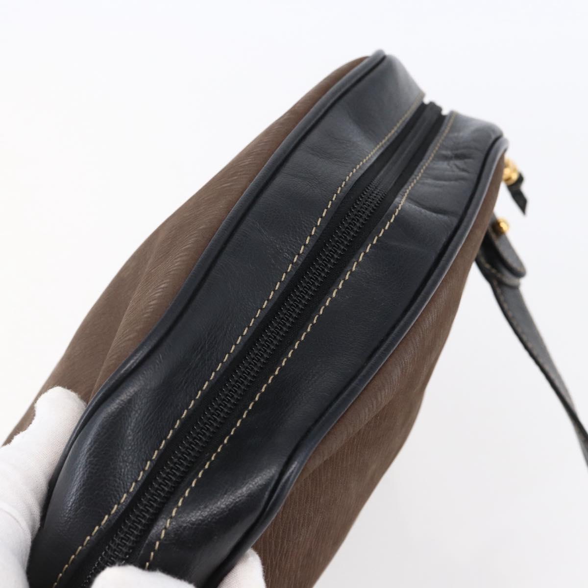 LOEWE Velazquez Shoulder Bag Leather Brown Gold Auth 146928