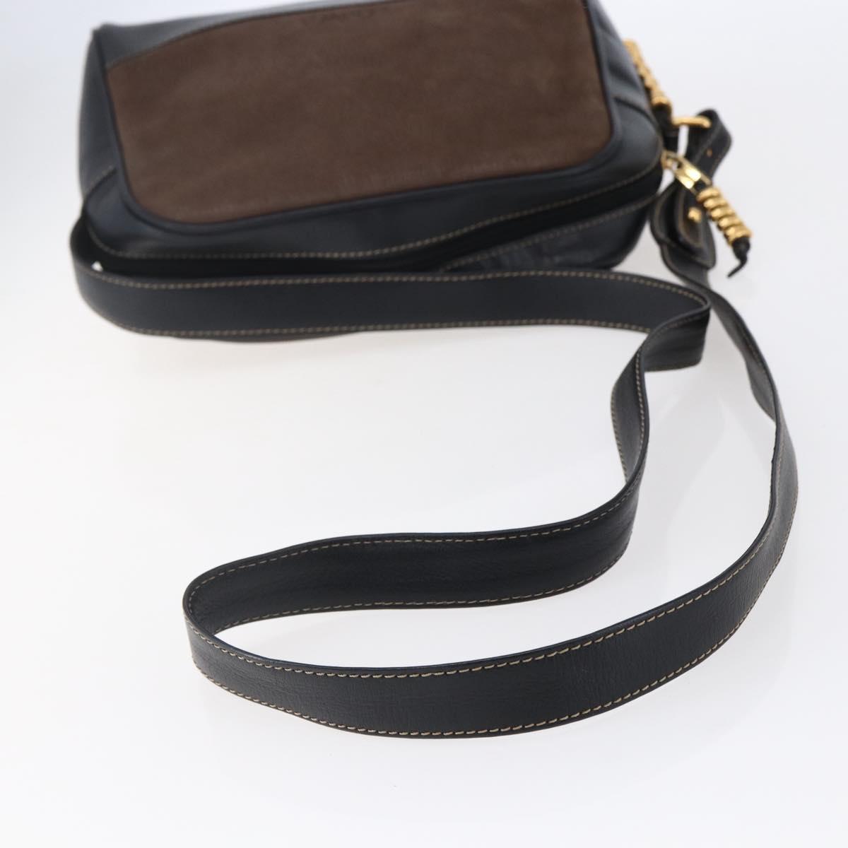 LOEWE Velazquez Shoulder Bag Leather Brown Gold Auth 146928