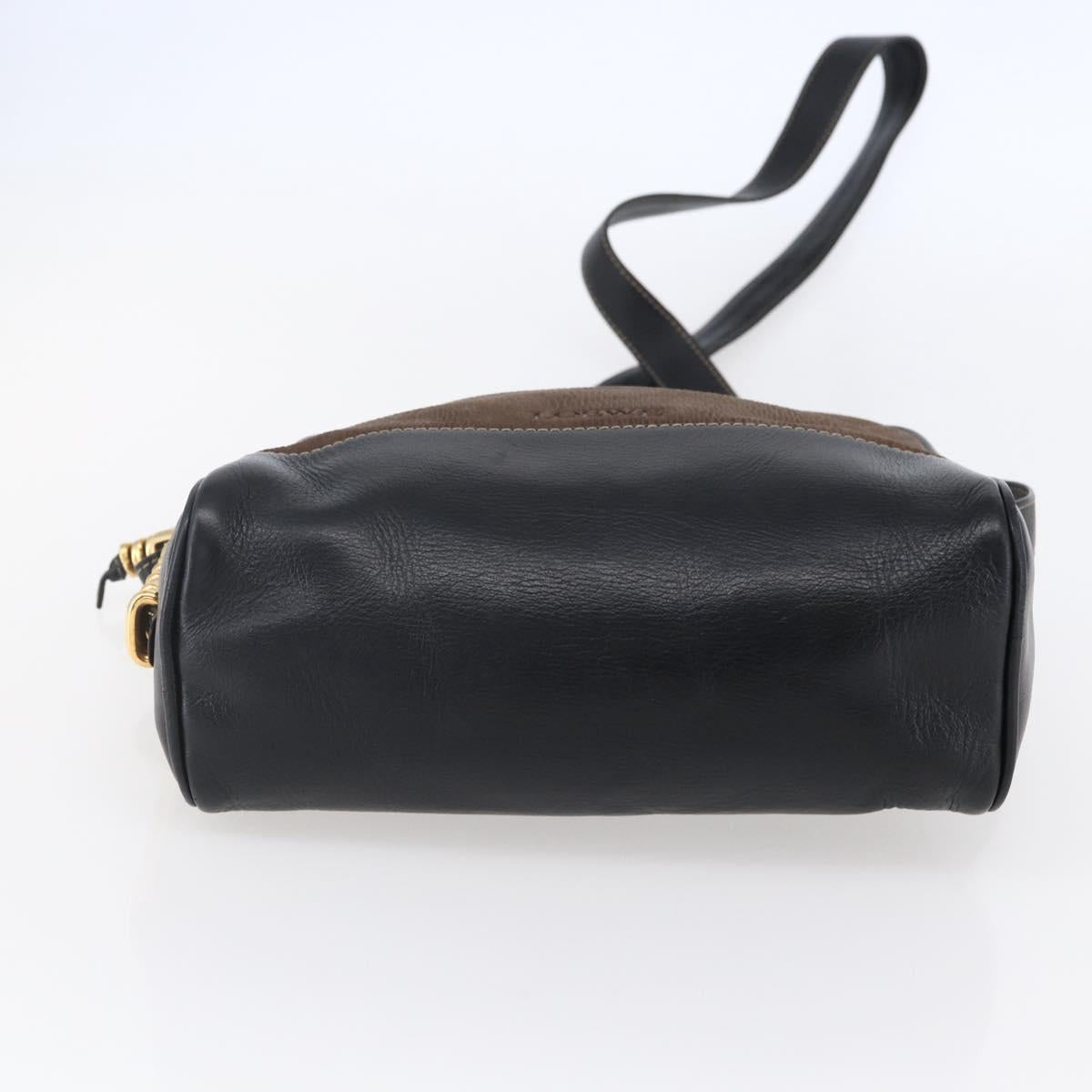 LOEWE Velazquez Shoulder Bag Leather Brown Gold Auth 146928