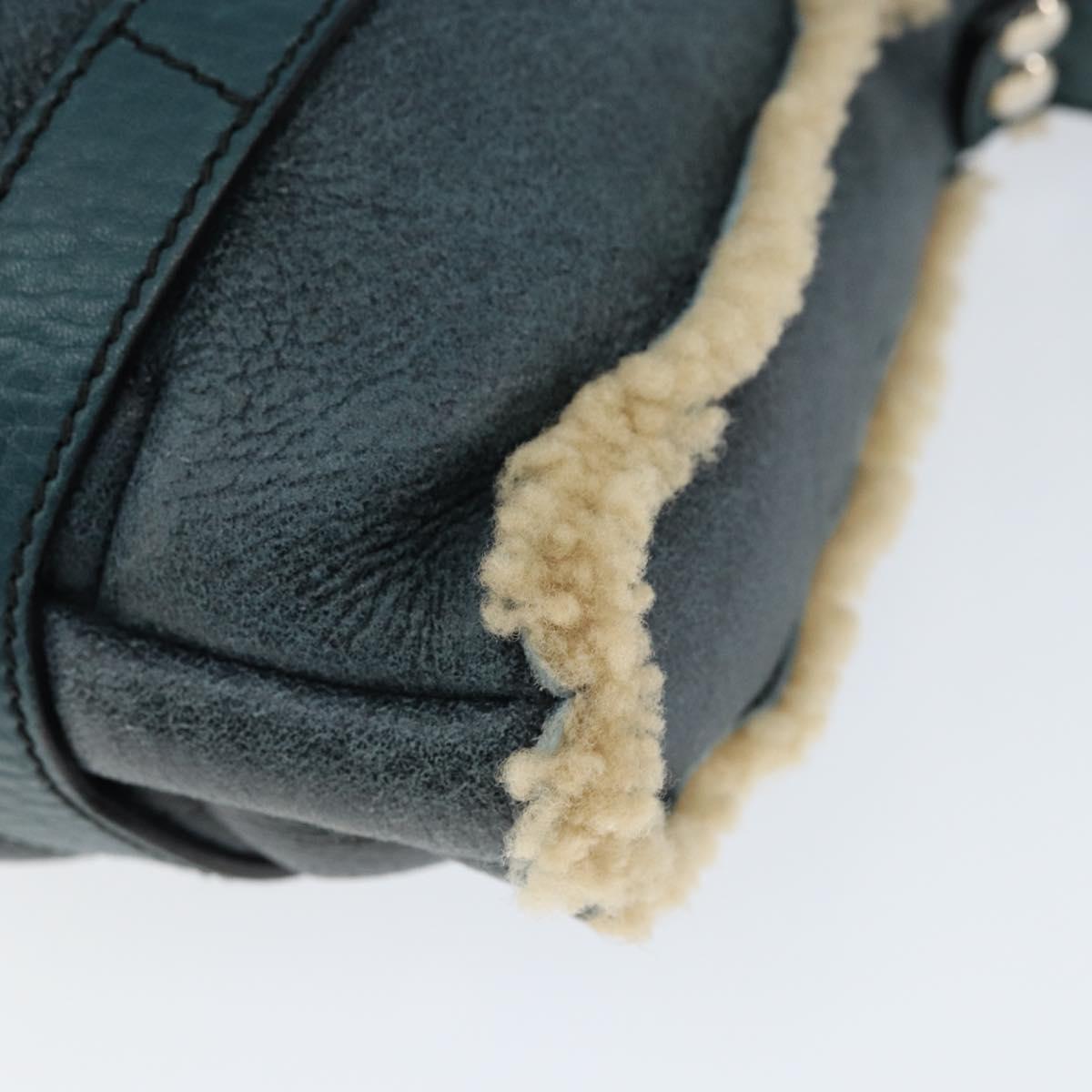 Salvatore Ferragamo Gancini Shoulder Bag Mouton Green Silver Auth 146931V