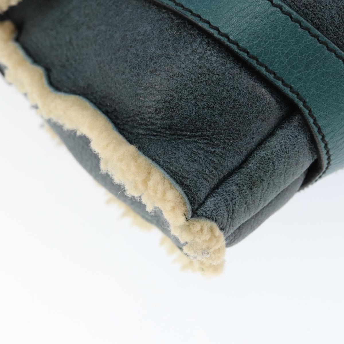 Salvatore Ferragamo Gancini Shoulder Bag Mouton Green Silver Auth 146931V