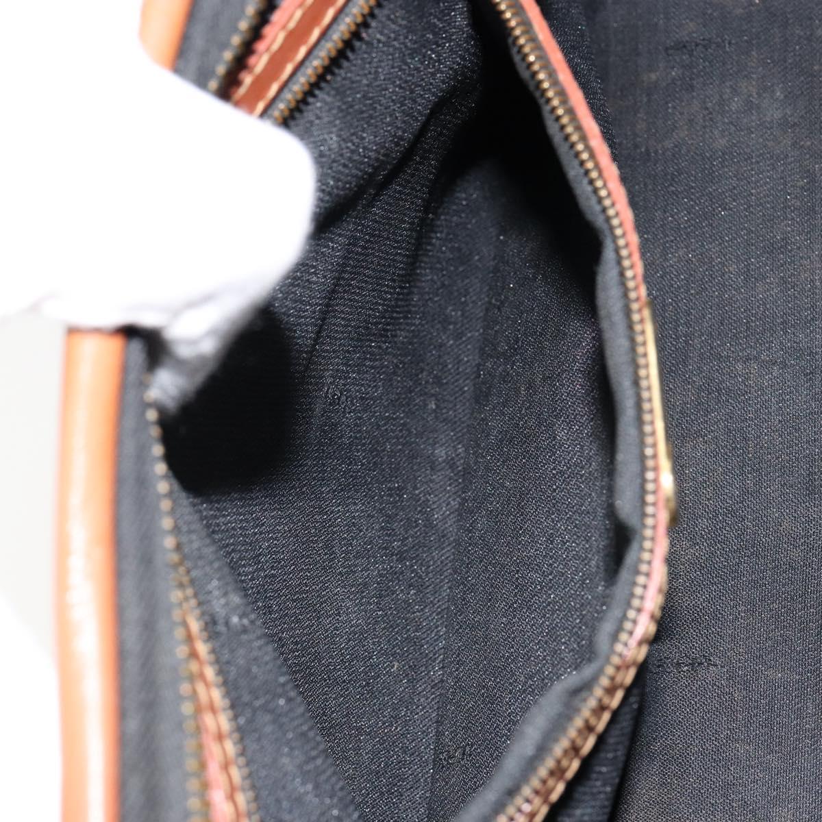 FENDI Pecan Canvas Hand Bag PVC Brown Gold Auth 146932