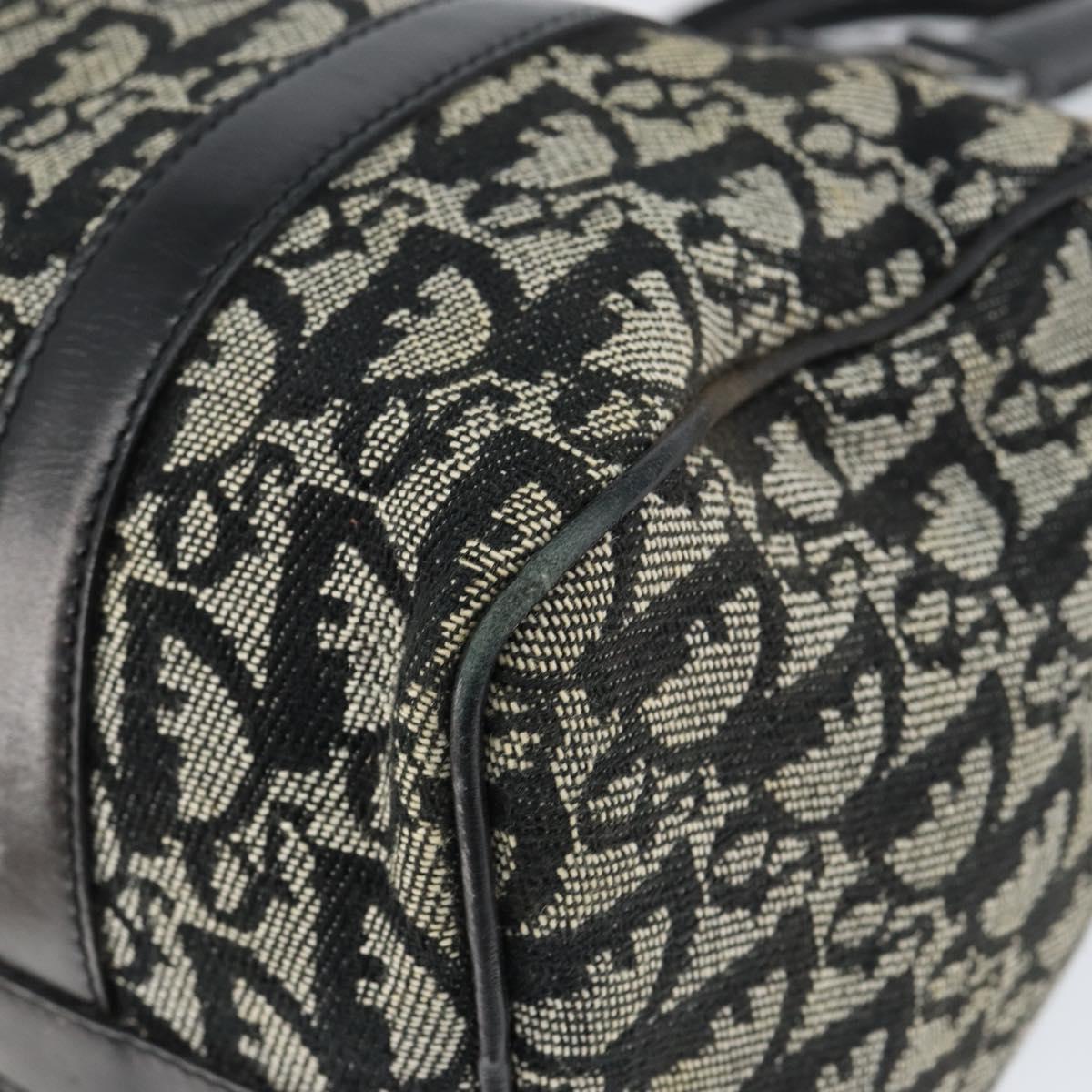 Christian Dior Trotter Canvas Mini Boston Bag Black Silver Auth 146933