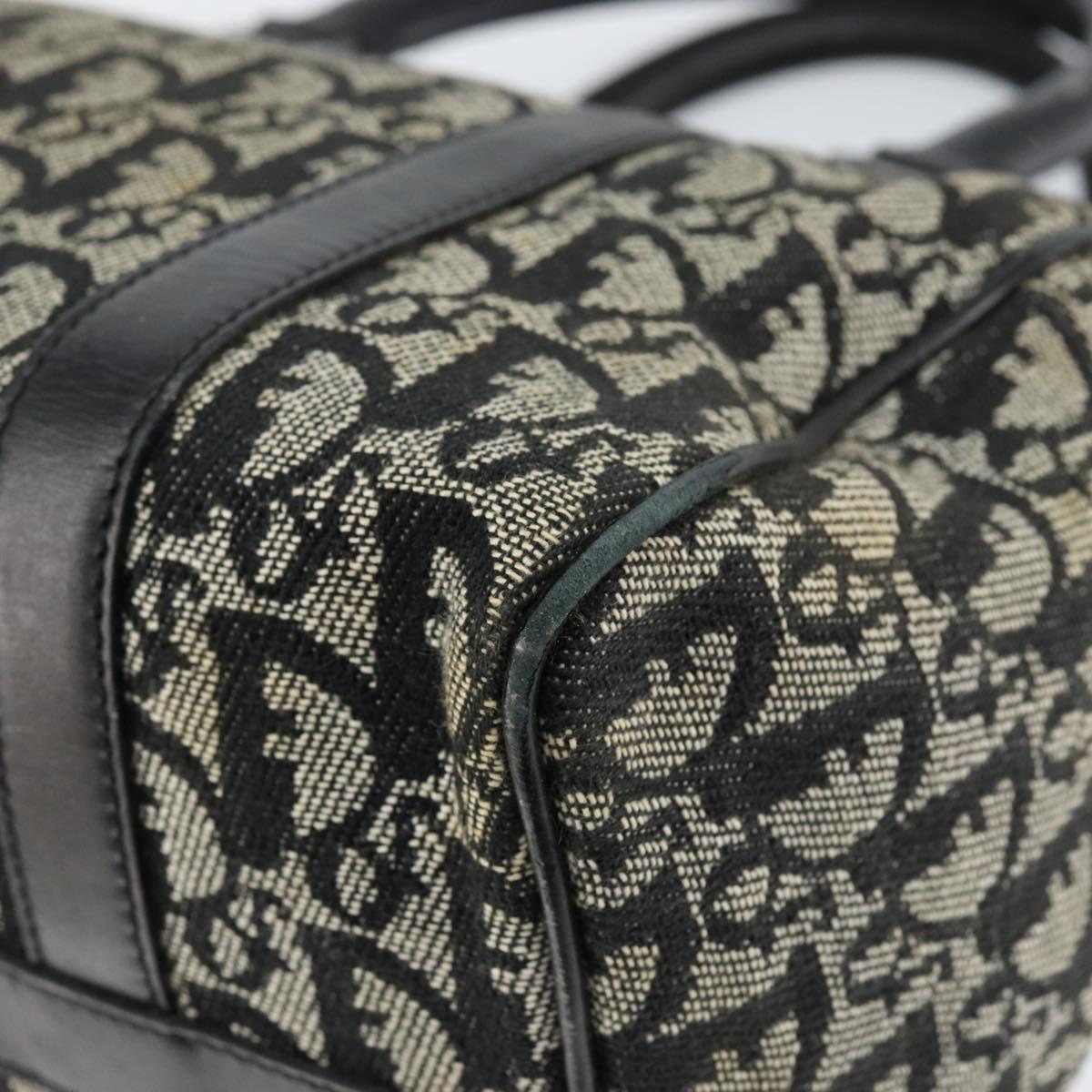Christian Dior Trotter Canvas Mini Boston Bag Black Silver Auth 146933