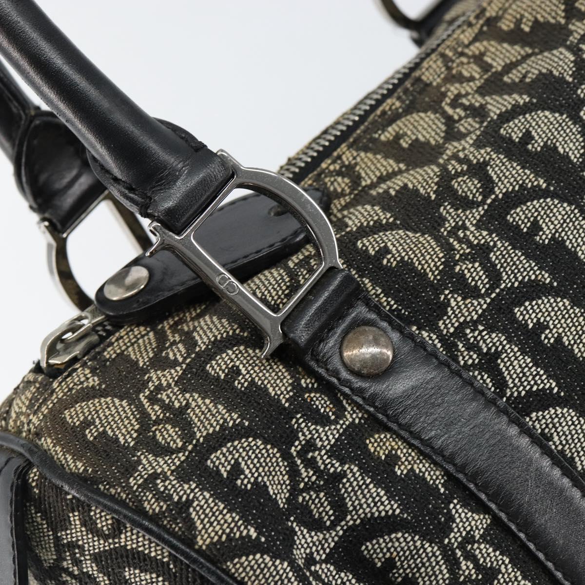 Christian Dior Trotter Canvas Mini Boston Bag Black Silver Auth 146933
