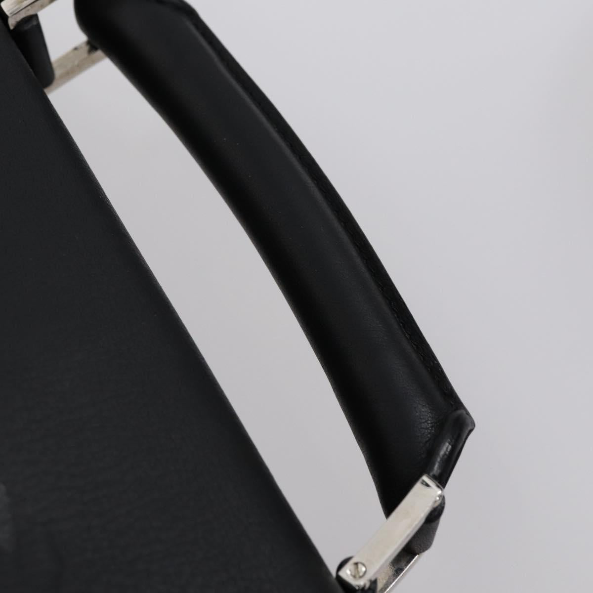 LOEWE Anagram Business Bag Leather 2way Black Silver Auth 146935