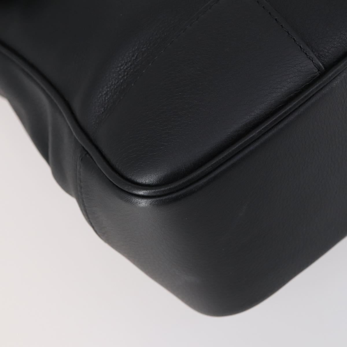 LOEWE Anagram Business Bag Leather 2way Black Silver Auth 146935