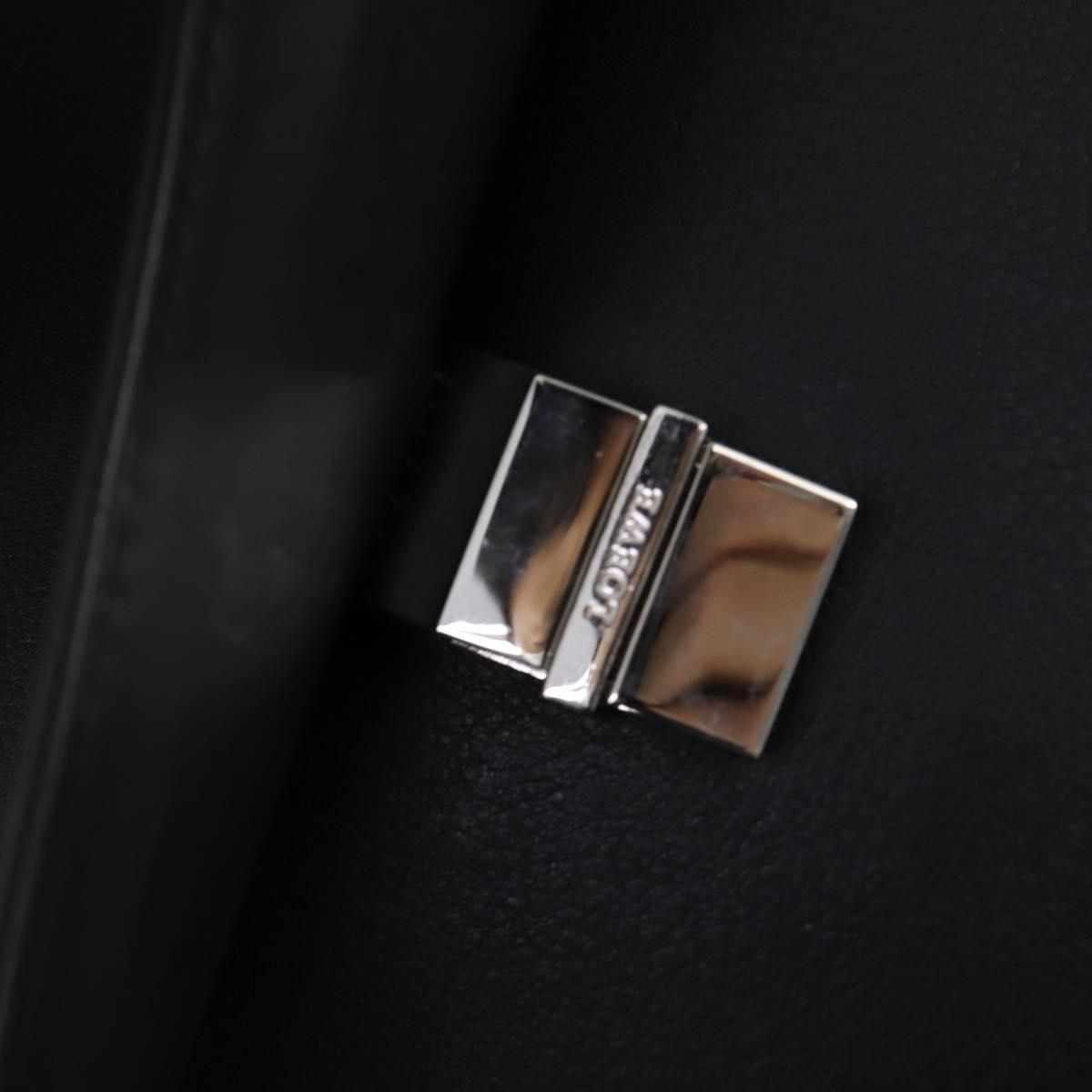 LOEWE Anagram Business Bag Leather 2way Black Silver Auth 146935