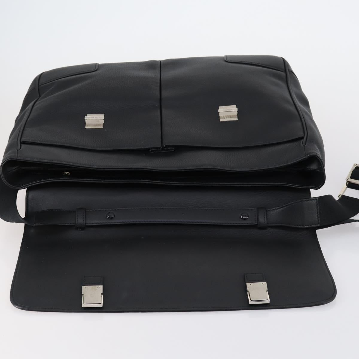 LOEWE Anagram Business Bag Leather 2way Black Silver Auth 146935