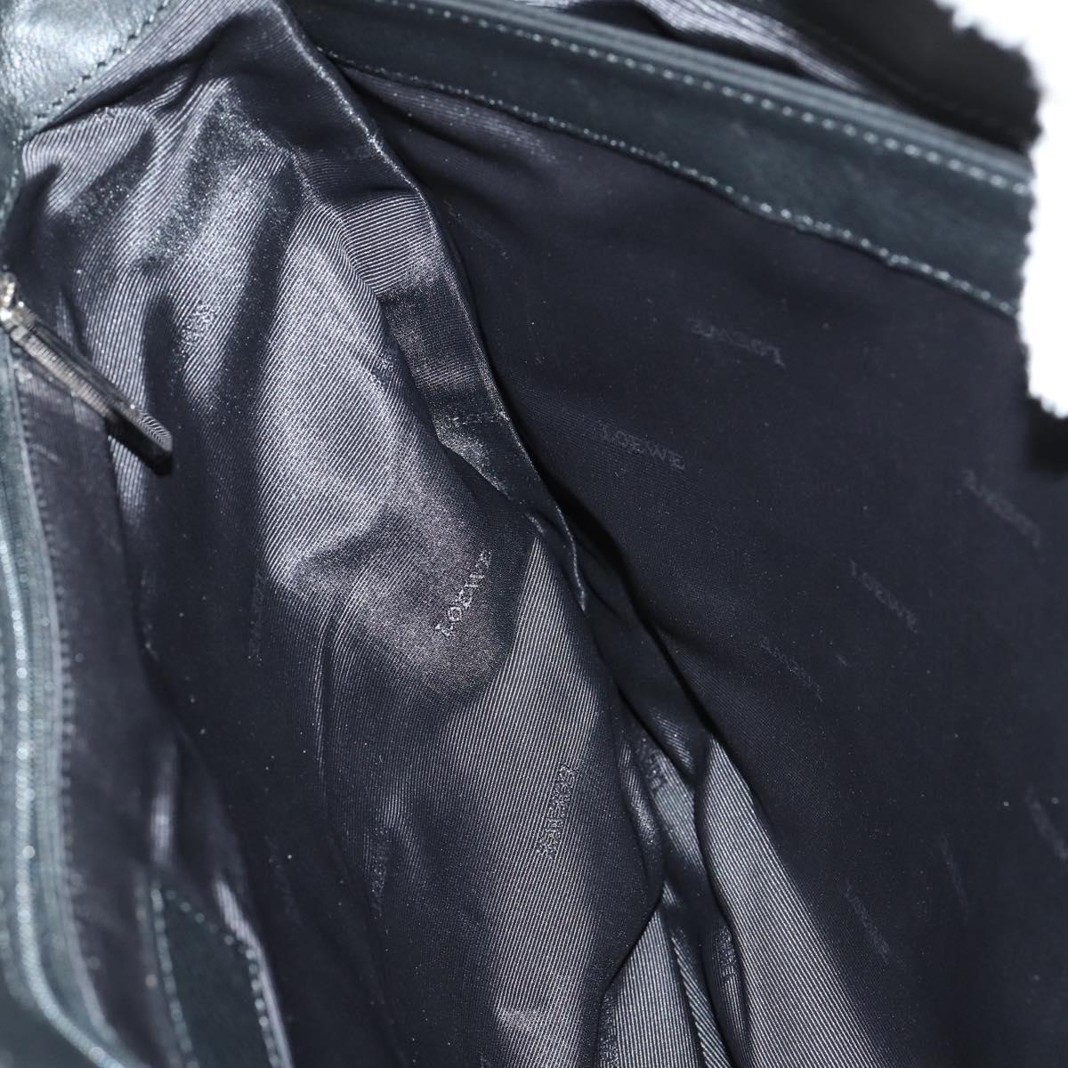 LOEWE Anagram Business Bag Leather 2way Black Silver Auth 146935