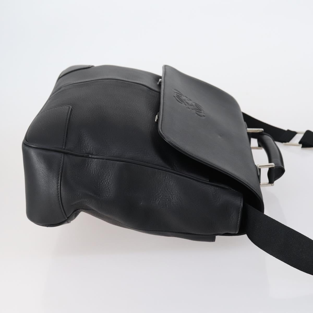 LOEWE Anagram Business Bag Leather 2way Black Silver Auth 146935