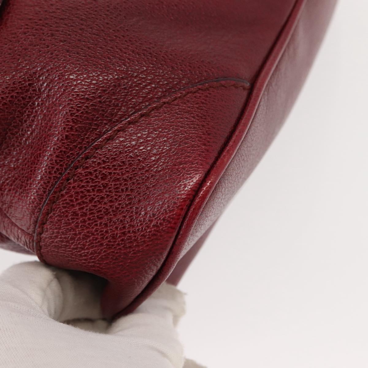 BURBERRY Shoulder Bag Leather Red Gold Auth 146940