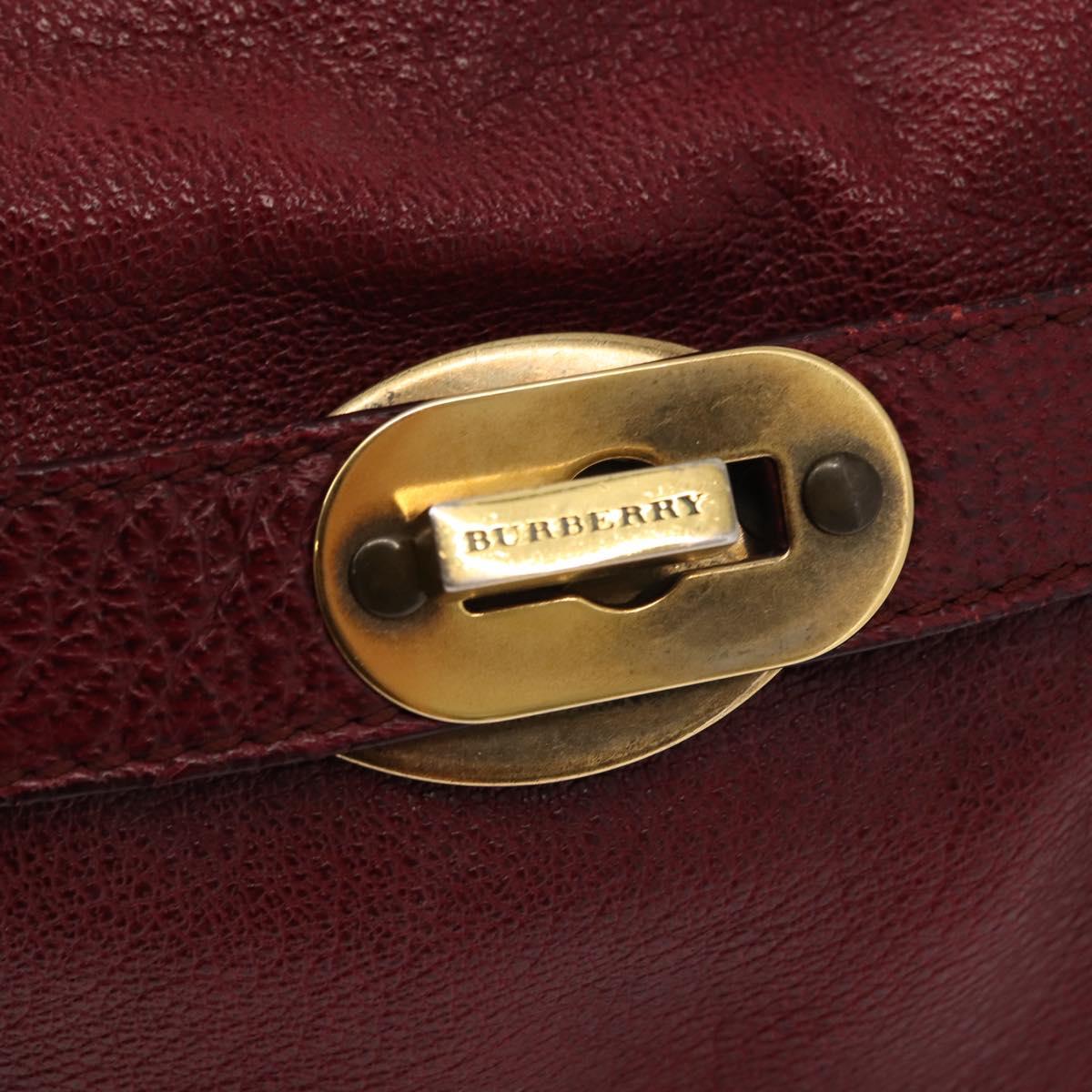 BURBERRY Shoulder Bag Leather Red Gold Auth 146940