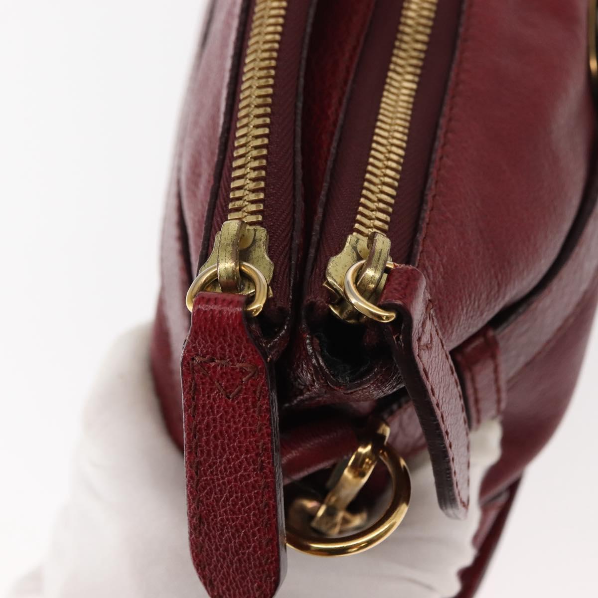 BURBERRY Shoulder Bag Leather Red Gold Auth 146940