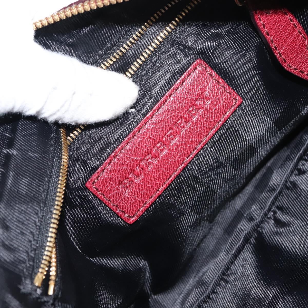 BURBERRY Shoulder Bag Leather Red Gold Auth 146940