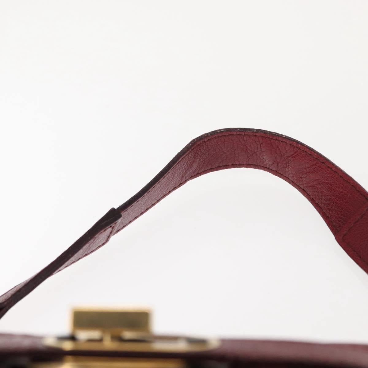 BURBERRY Shoulder Bag Leather Red Gold Auth 146940