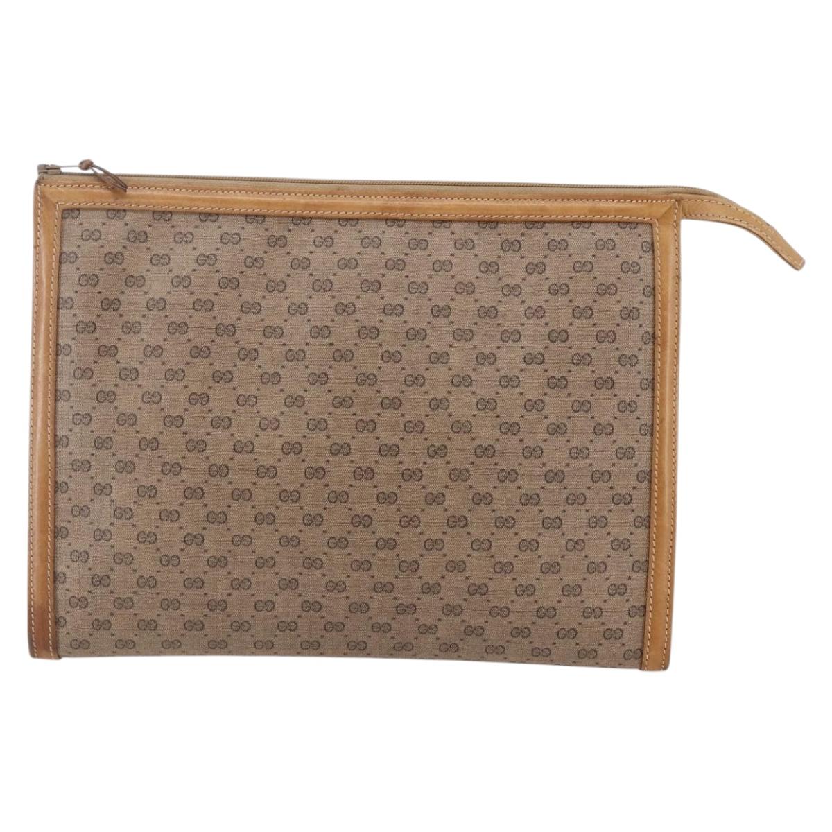 GUCCI Micro GG Supreme Clutch Bag PVC Beige 17 039 1995 Auth 146941