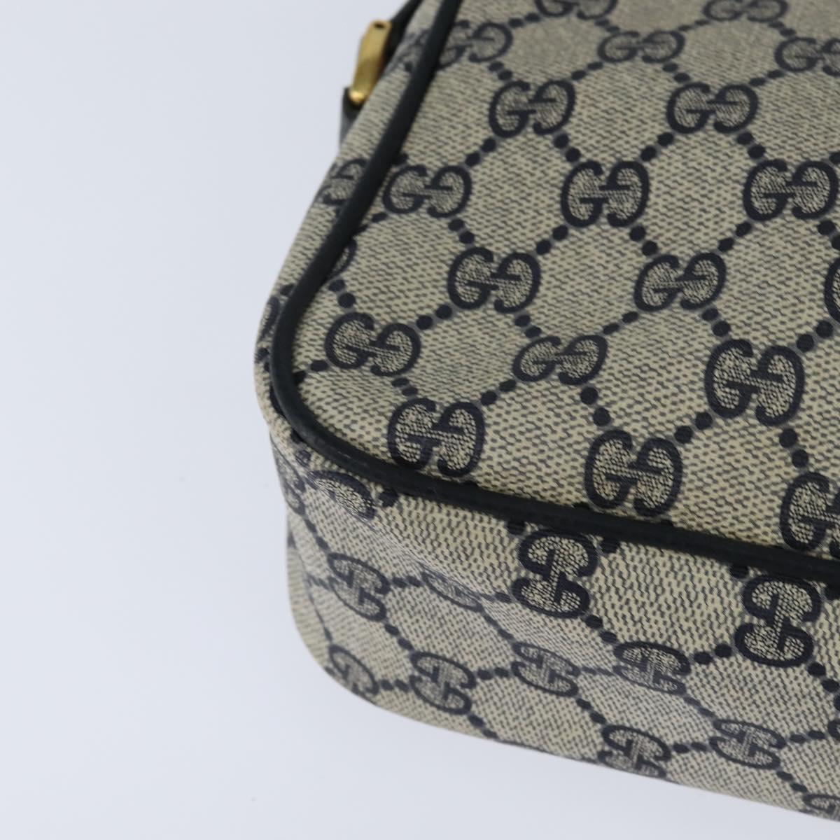 GUCCI GG Supreme Sherry Line Shoulder Bag PVC Navy Gold 904 02 049 Auth 146942