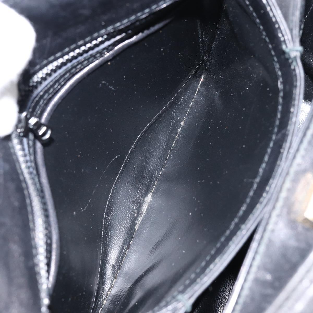 GUCCI Shoulder Bag Leather Black Gold Auth 146943