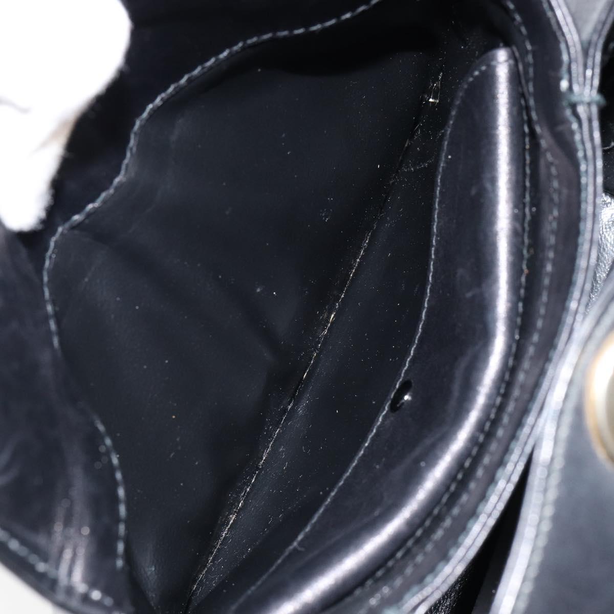 GUCCI Shoulder Bag Leather Black Gold Auth 146943