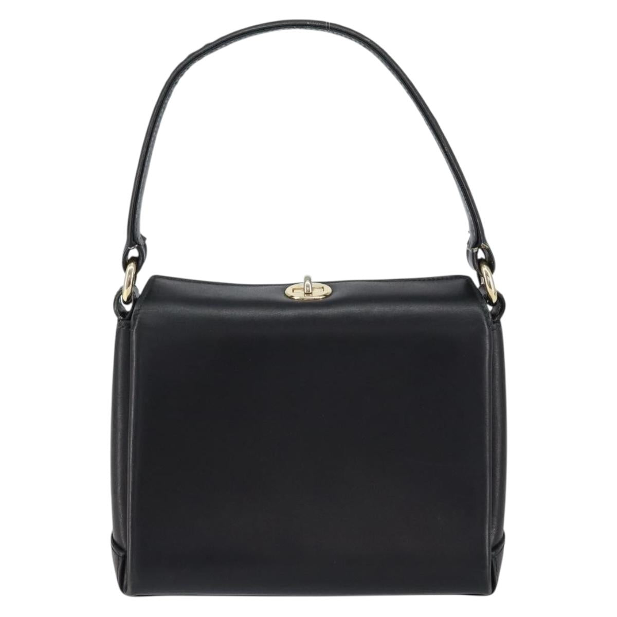 GUCCI Shoulder Bag Leather Black Gold Auth 146943