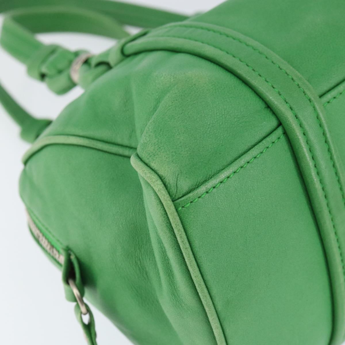 BOTTEGA VENETA INTRECCIATO Mini Boston Bag Leather Green Silver Auth 146946
