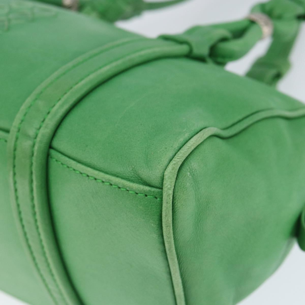 BOTTEGA VENETA INTRECCIATO Mini Boston Bag Leather Green Silver Auth 146946