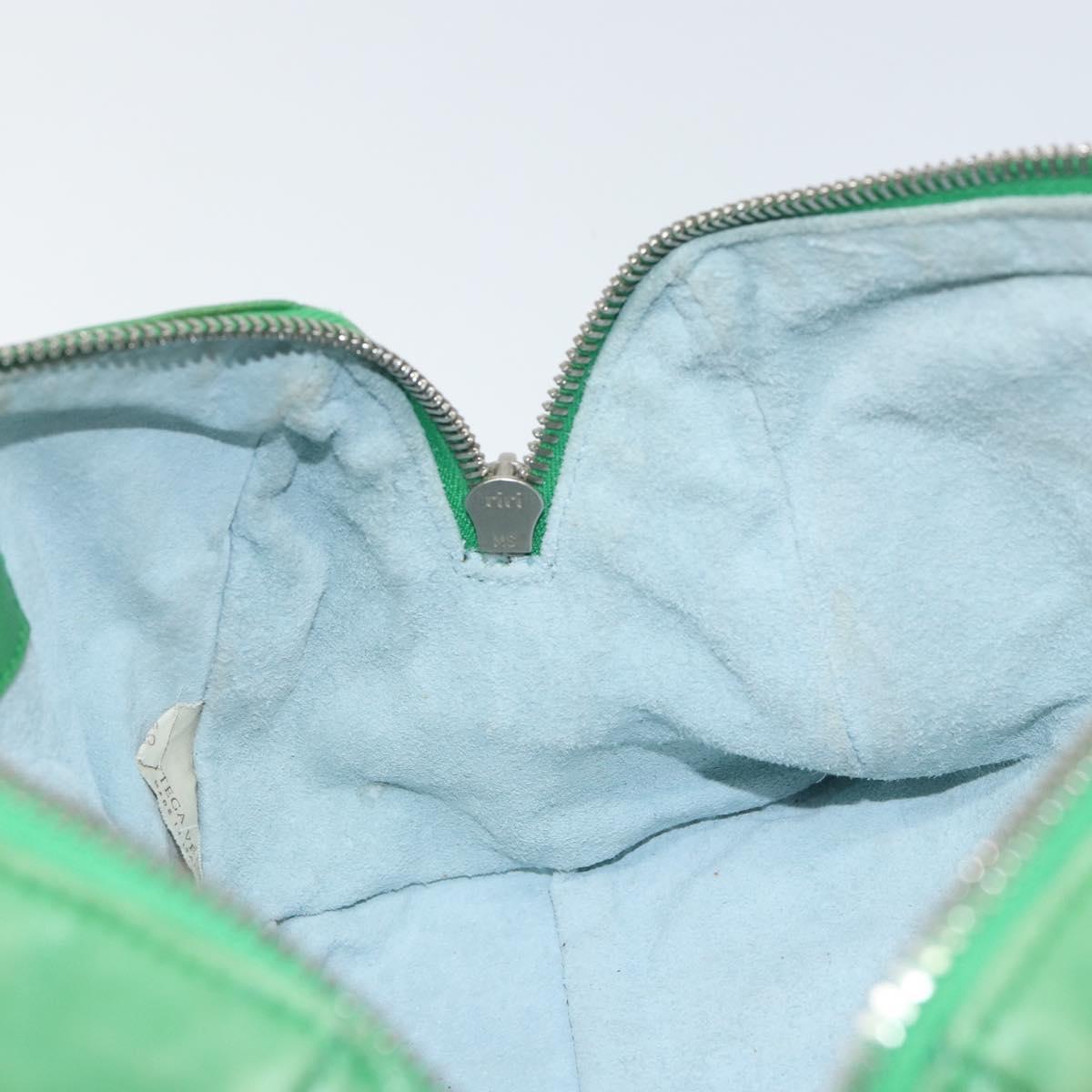 BOTTEGA VENETA INTRECCIATO Mini Boston Bag Leather Green Silver Auth 146946