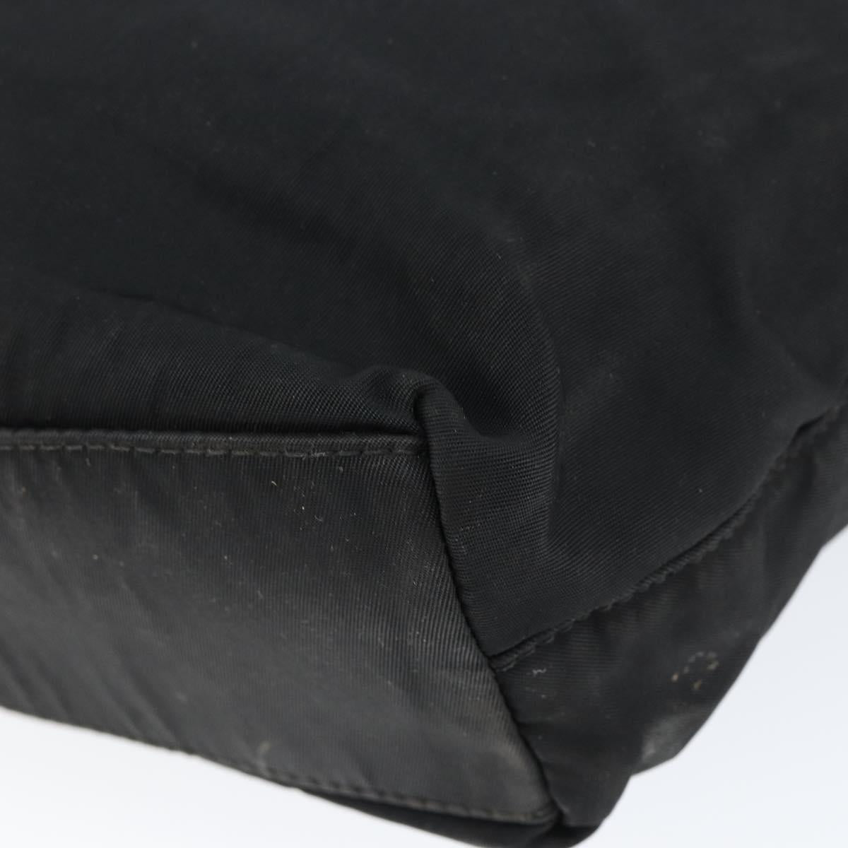 Christian Dior Maris Pearl Hand Bag Nylon Black Silver Auth 146947