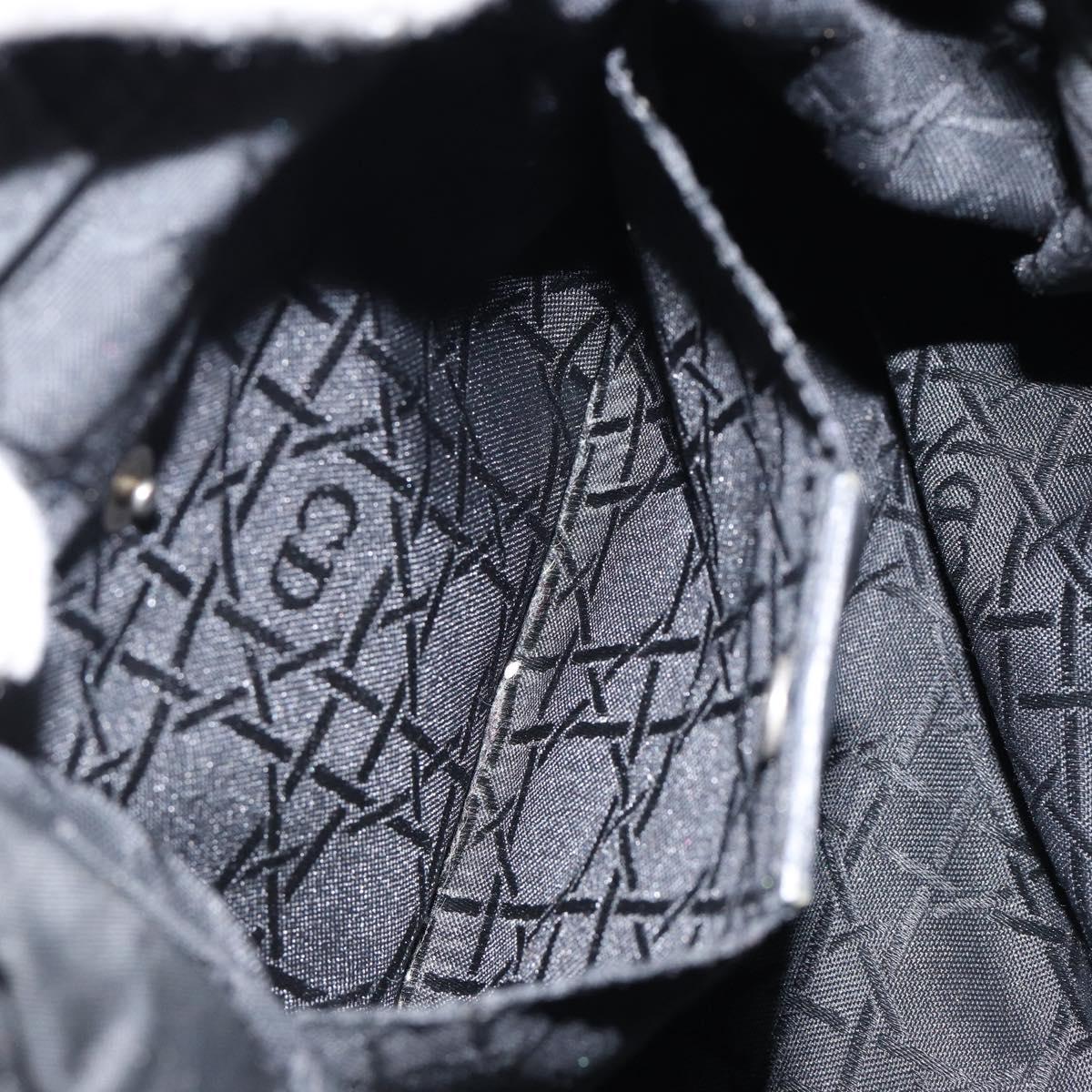 Christian Dior Maris Pearl Hand Bag Nylon Black Silver Auth 146947