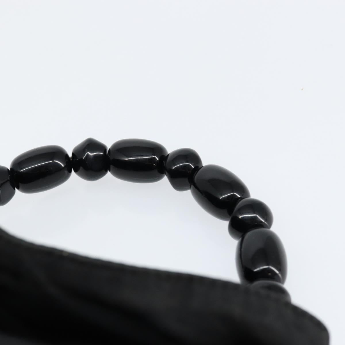 Christian Dior Maris Pearl Hand Bag Nylon Black Silver Auth 146947