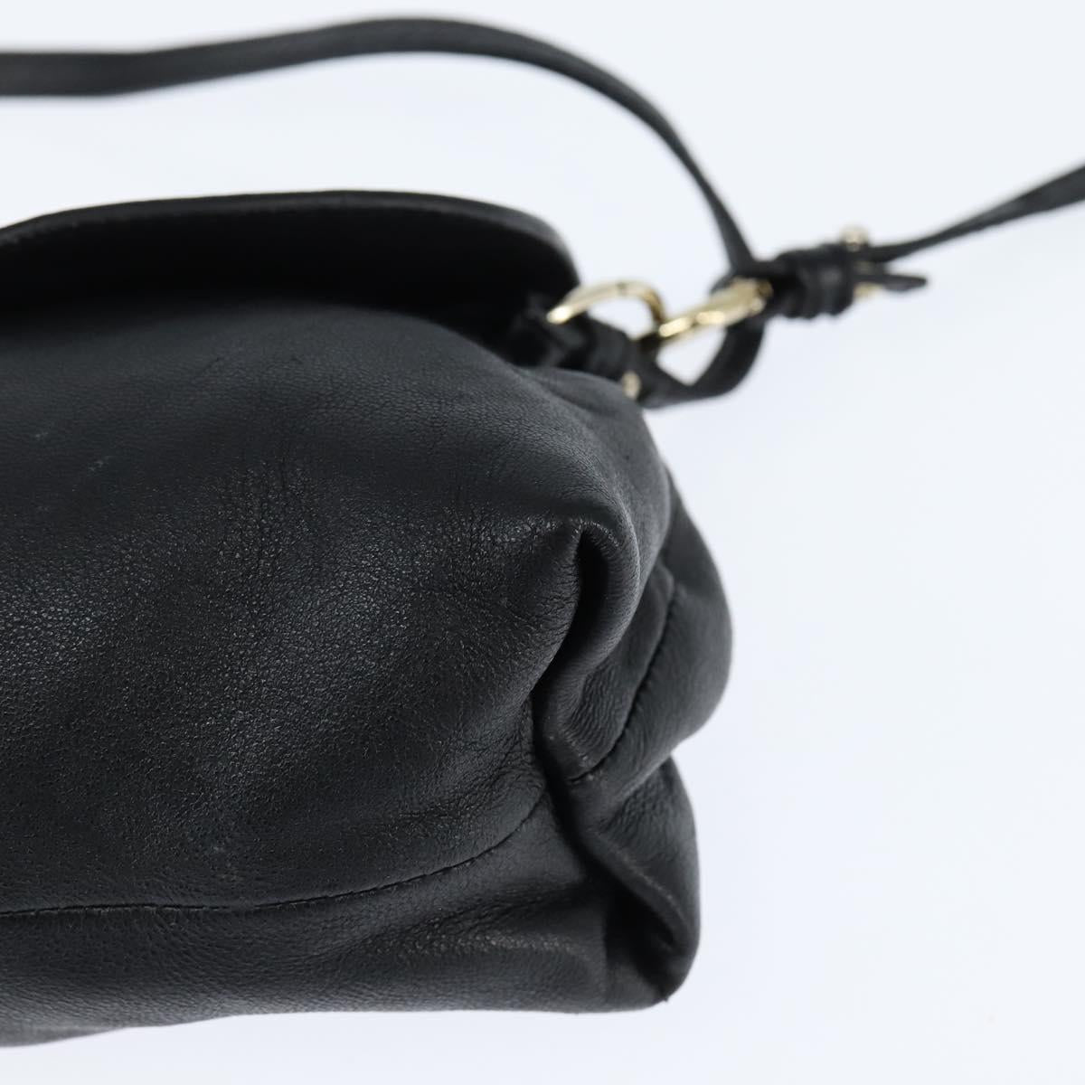 Chloe Lily Shoulder Bag Leather 2way Black Gold Auth 146949