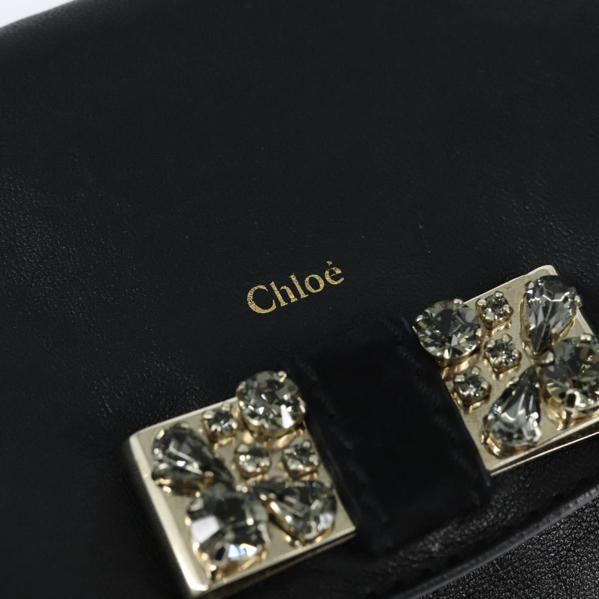 Chloe Lily Shoulder Bag Leather 2way Black Gold Auth 146949