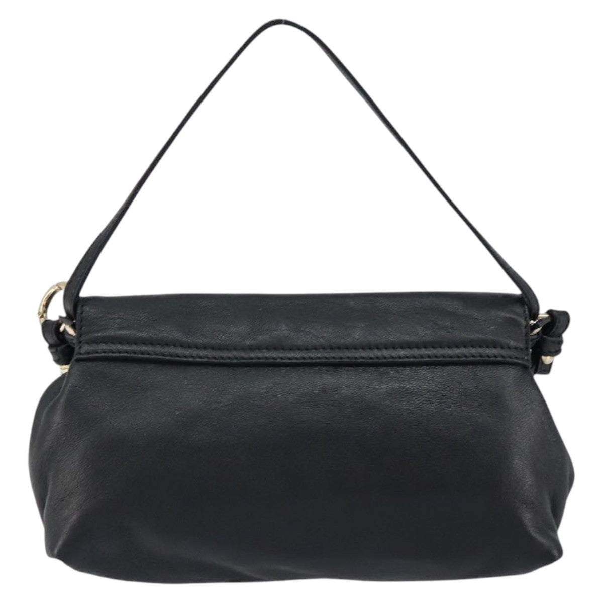 Chloe Lily Shoulder Bag Leather 2way Black Gold Auth 146949