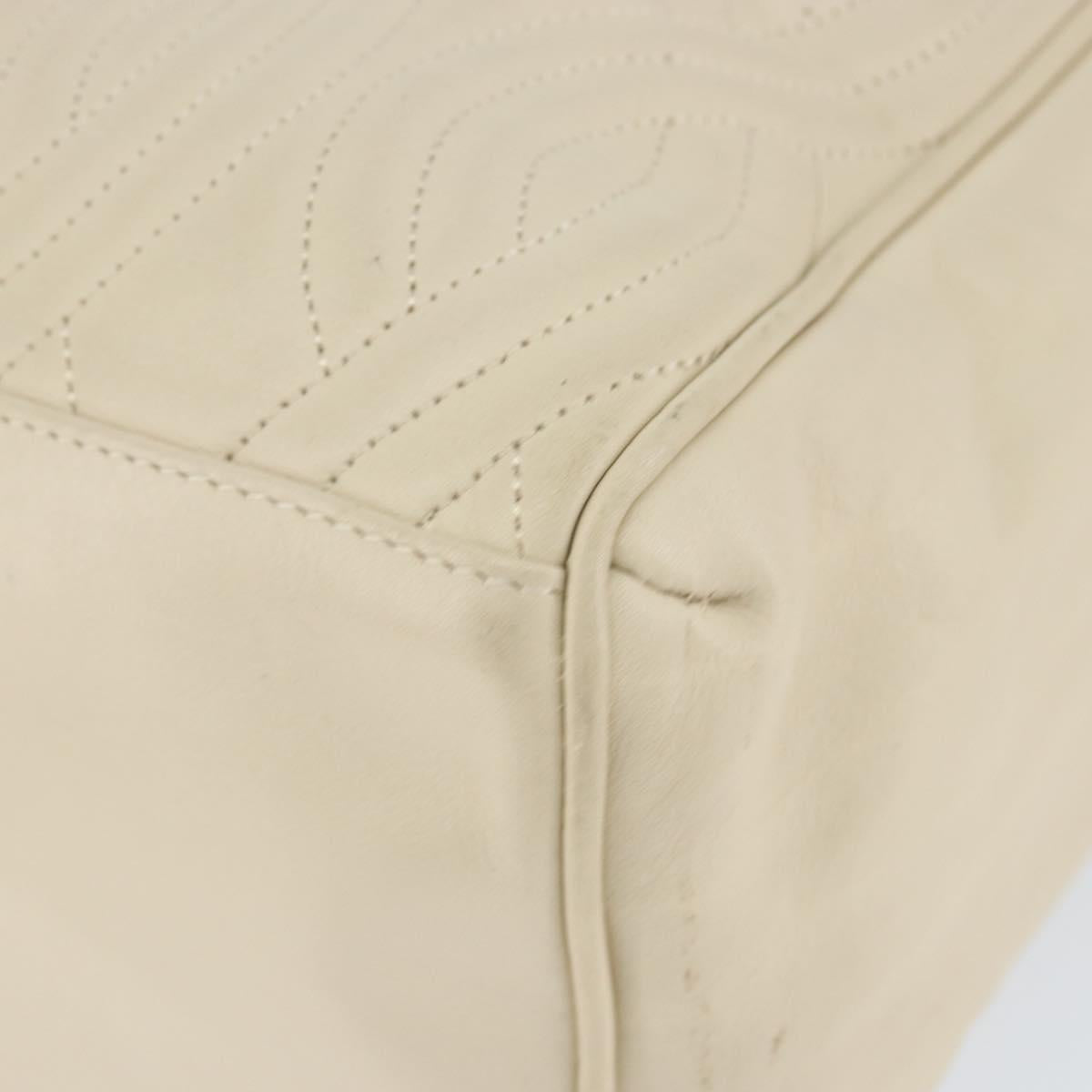 FENDI Wave Stitch Hand Bag Leather Ivory Gold Auth 146950