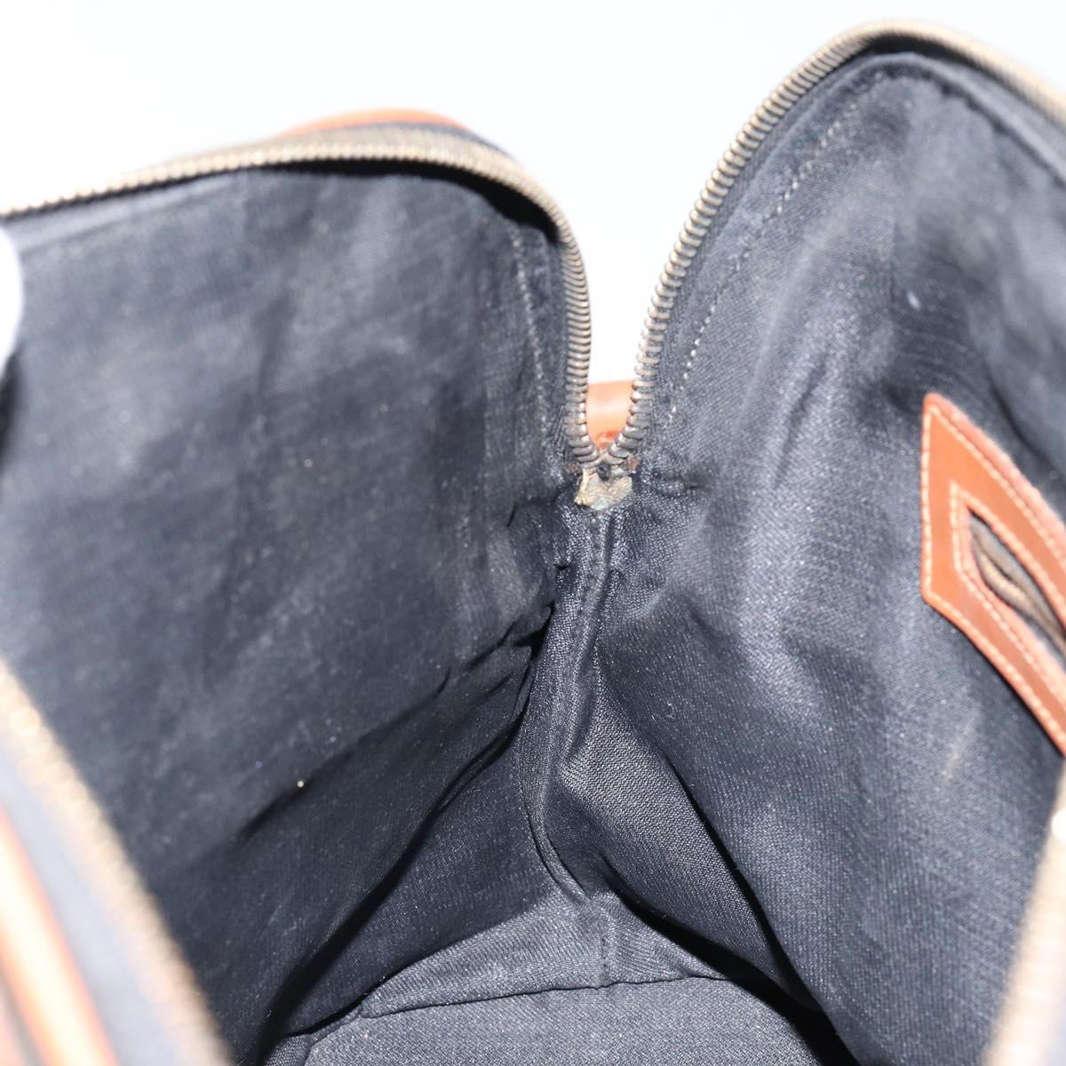 FENDI Pecan Canvas Hand Bag PVC 2way Black Brown Auth 146951