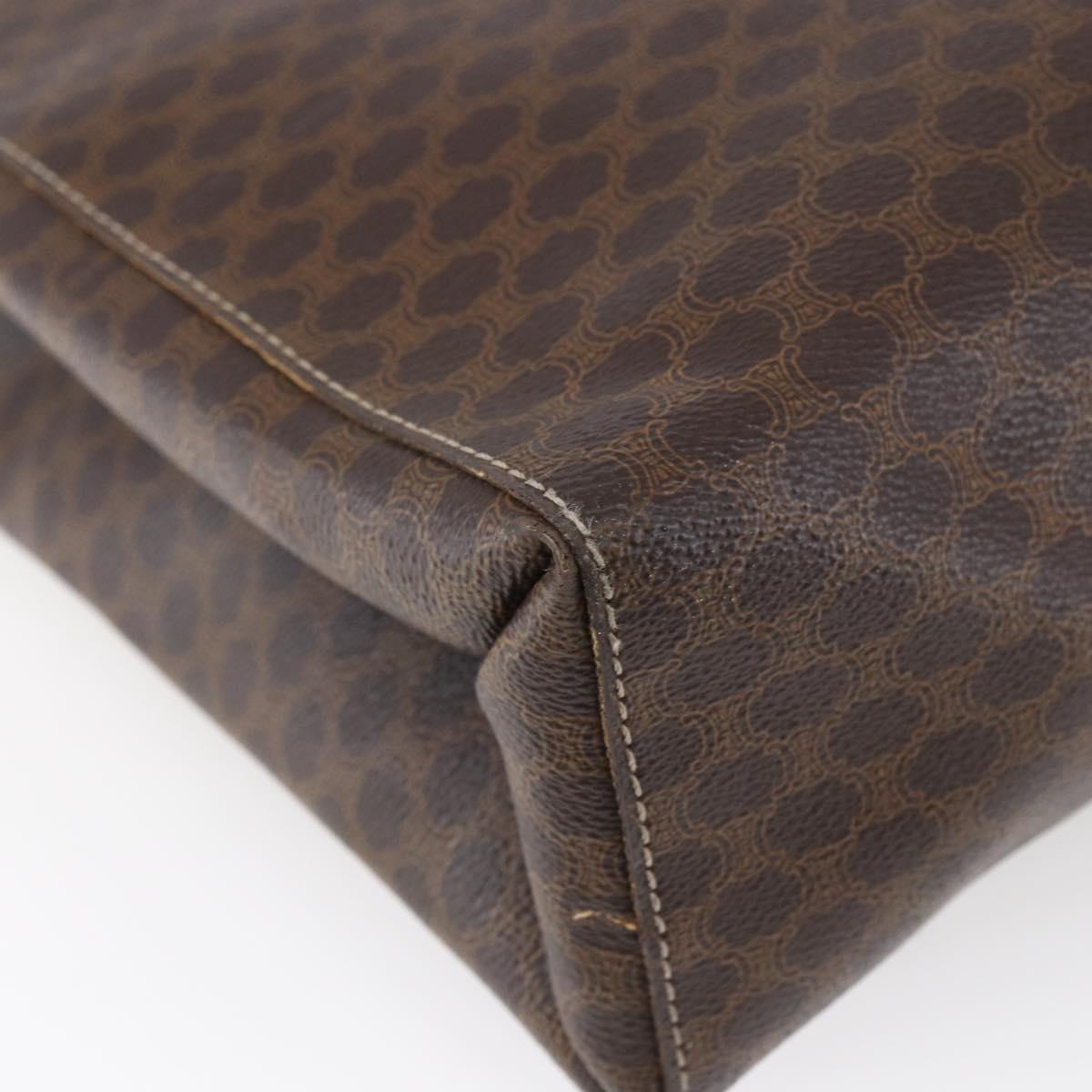 CELINE Macadam Canvas Tote Bag PVC Leather Brown Gold Auth 146956