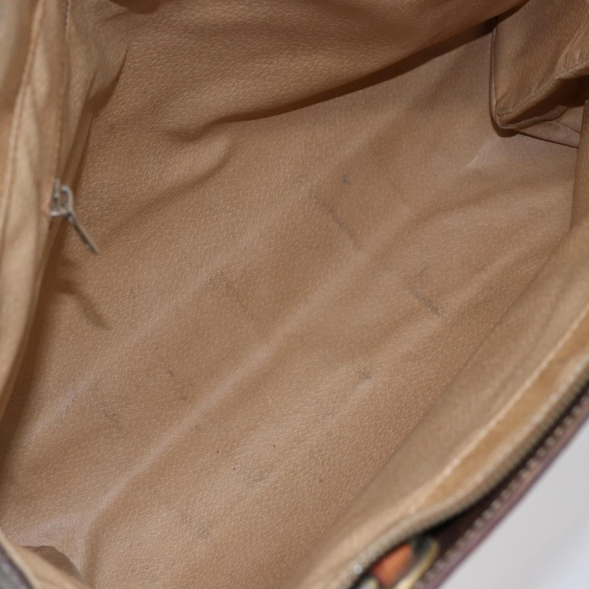 CELINE Macadam Canvas Tote Bag PVC Leather Brown Gold Auth 146956