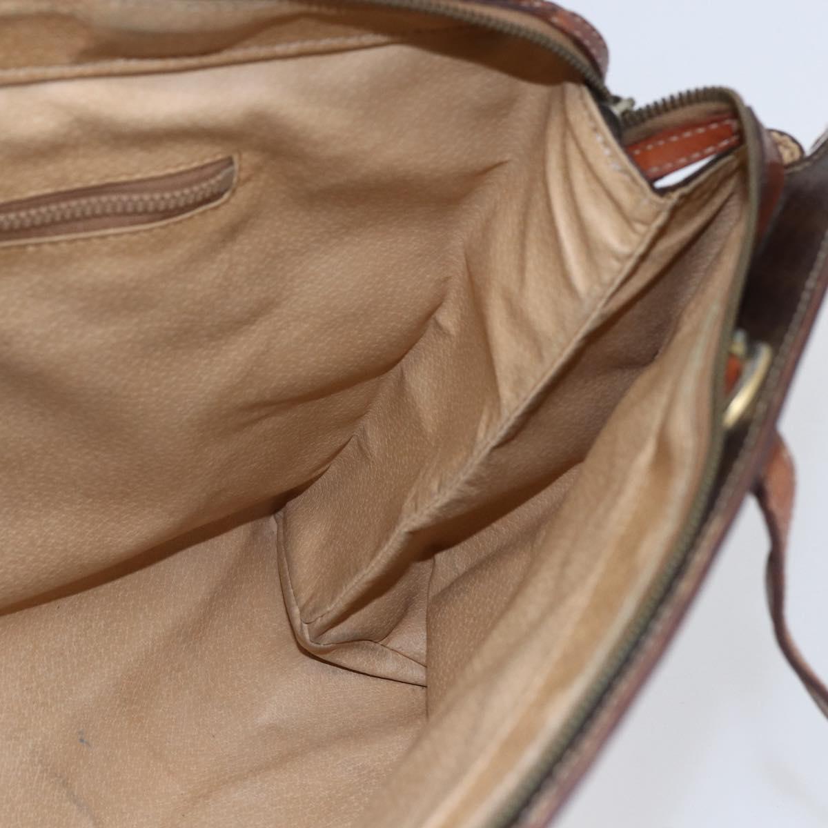 CELINE Macadam Canvas Tote Bag PVC Leather Brown Gold Auth 146956