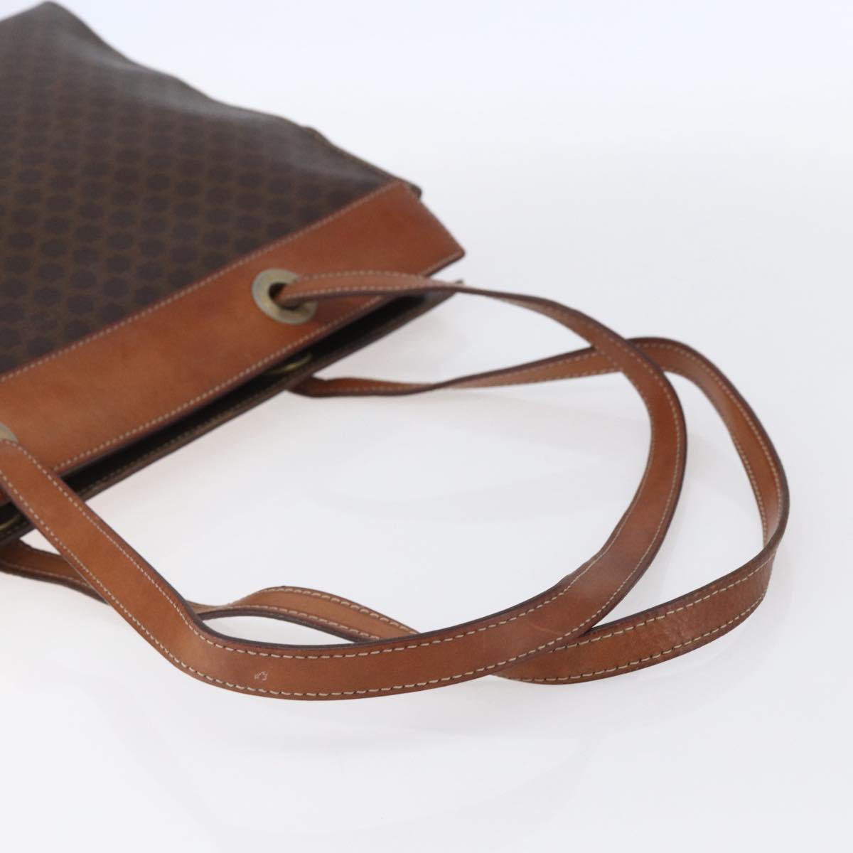 CELINE Macadam Canvas Tote Bag PVC Leather Brown Gold Auth 146956