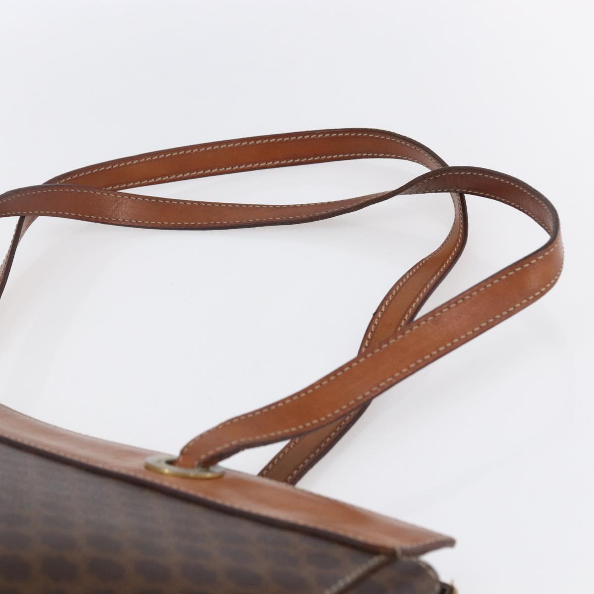 CELINE Macadam Canvas Tote Bag PVC Leather Brown Gold Auth 146956