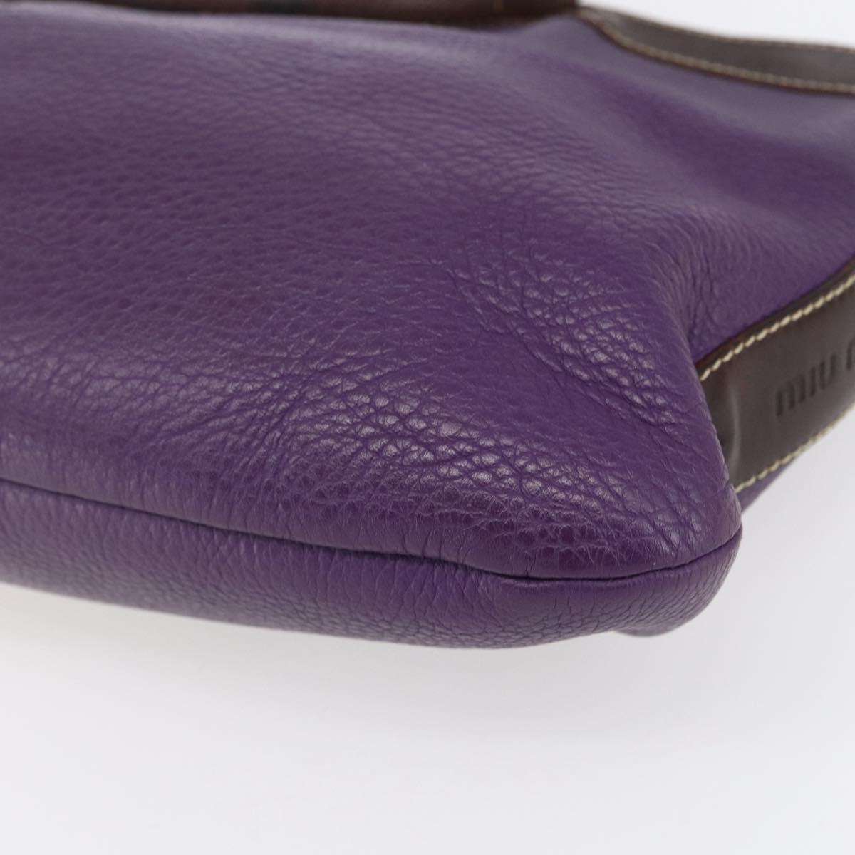 Miu Miu Wood Hand Bag Leather 2way Purple Silver Auth 146964