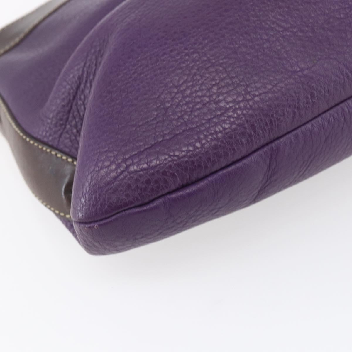 Miu Miu Wood Hand Bag Leather 2way Purple Silver Auth 146964