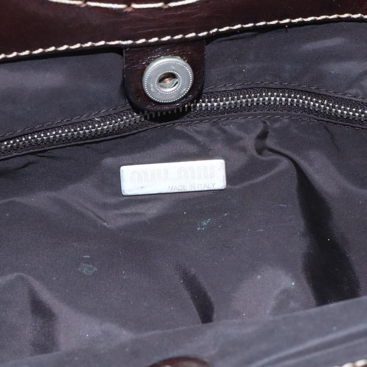 Miu Miu Wood Hand Bag Leather 2way Purple Silver Auth 146964