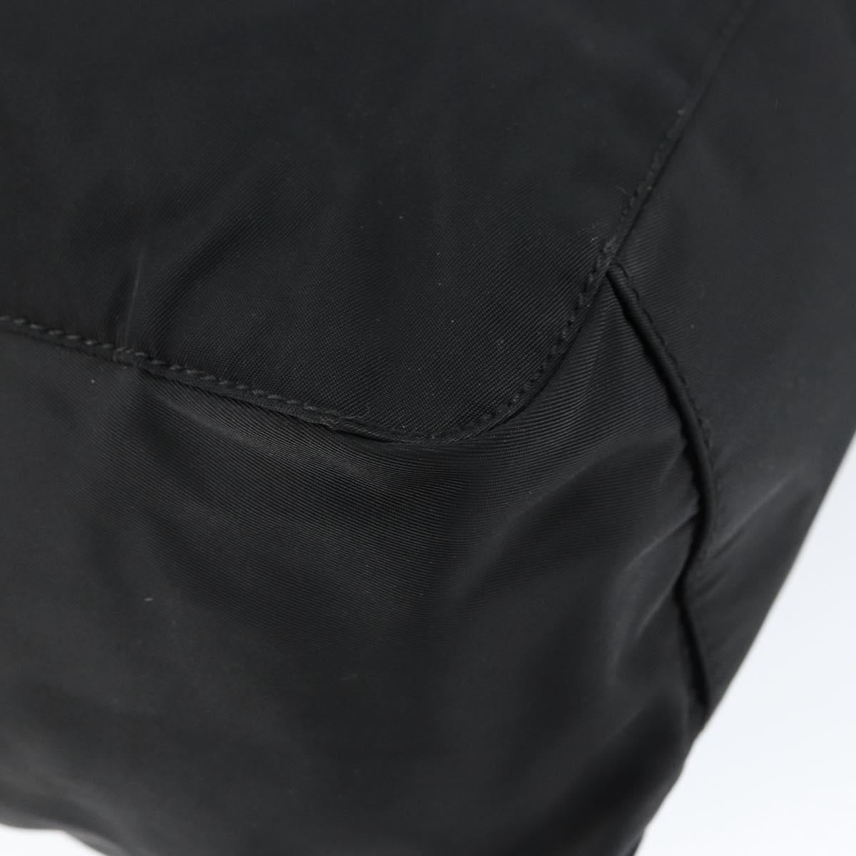 PRADA Hand Bag Nylon Black Silver Auth 146965